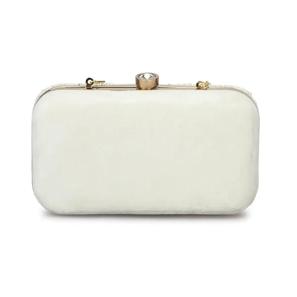 Offwhite_Velvet_Premium_Clutch_Purse_For_Women