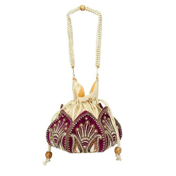 Wine_Cotton_Premium_Potli_Bag_For_Women