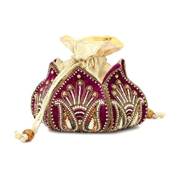 Wine_Cotton_Premium_Potli_Bag_For_Women