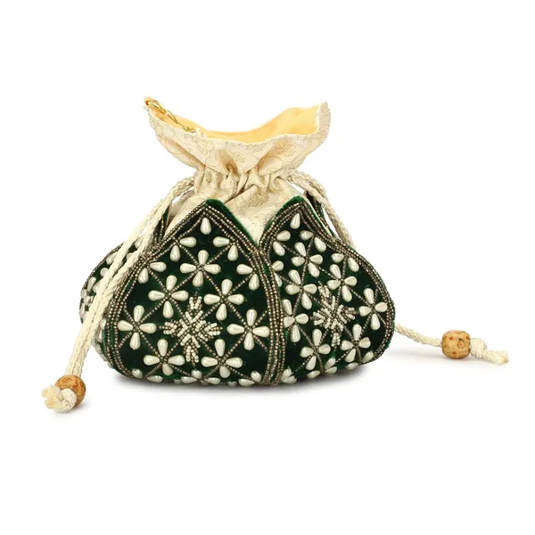 Dark_Green_Velvet_Premium_Potli_Bag_For_Women
