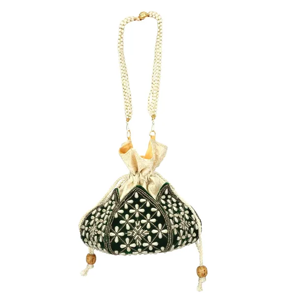Dark_Green_Velvet_Premium_Potli_Bag_For_Women