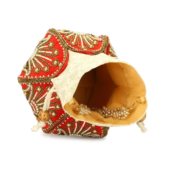 Orange_And_Cream_Velvet_Premium_Potli_Bag_For_Women