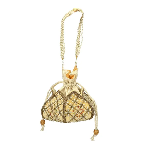 Cream_Velvet_Premium_Potli_Bag_For_Women