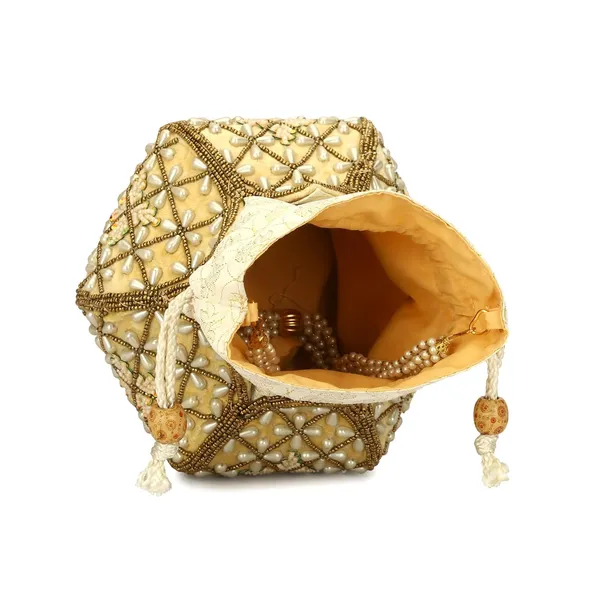 Cream_Velvet_Premium_Potli_Bag_For_Women