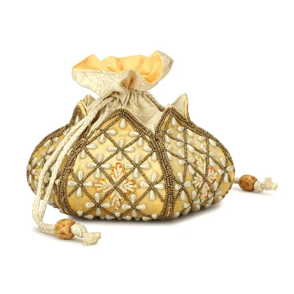Cream_Velvet_Premium_Potli_Bag_For_Women