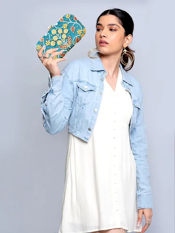 Skyblue_Cotton_Premium_Clutch_Purse_For_Women