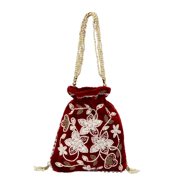 Maroon_Velvet_Premium_Potli_Bag_For_Women