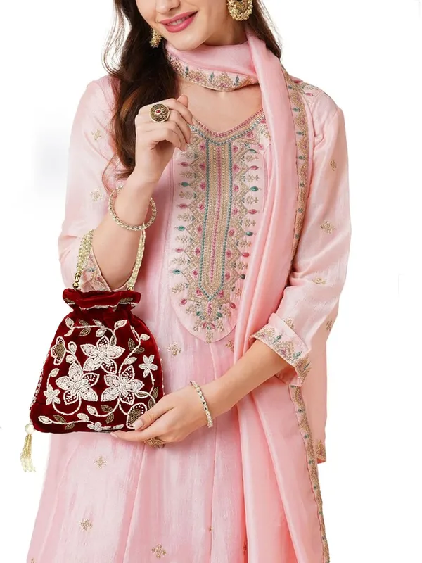 Maroon_Velvet_Premium_Potli_Bag_For_Women