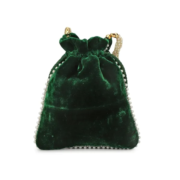 Dark_Green_Velvet_Premium_Potli_Bag_For_Women