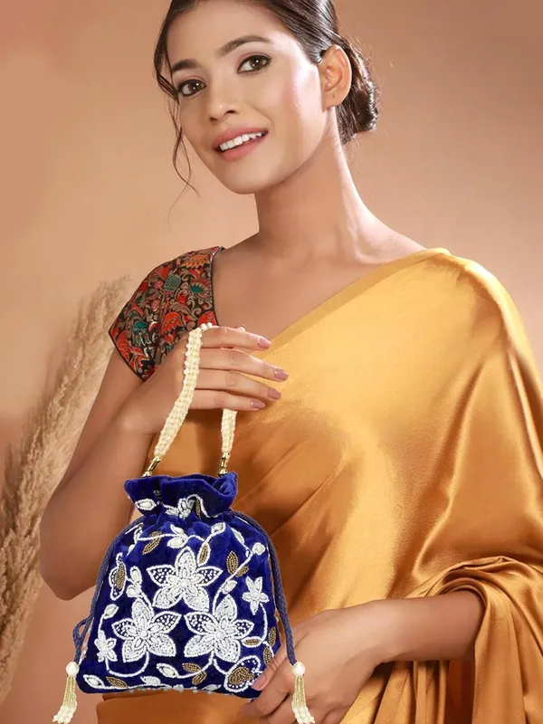 Blue_Velvet_Premium_Potli_Bag_For_Women