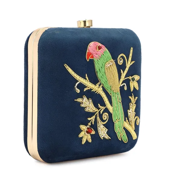 Navy_Blue_Cotton_Premium_Clutch_Box_Purse_For_Women