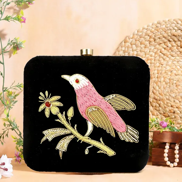 Black_Cotton_Premium_Clutch_Box_Purse_For_Women