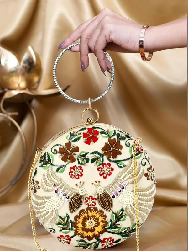 Cream_Cotton_Premium_Clutch_Box_Purse_For_Women