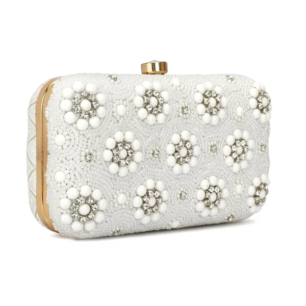 White_Cotton_Premium_Clutch_Box_Purse_For_Women