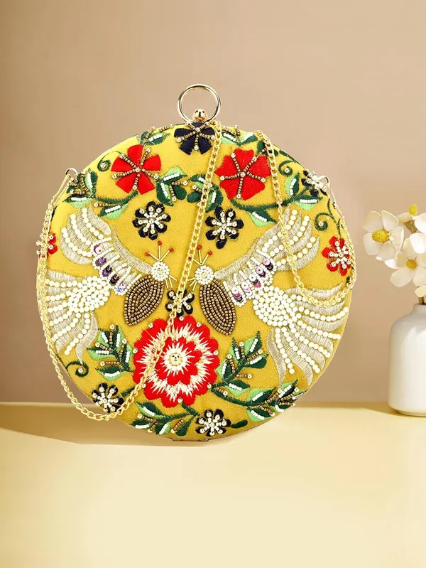 Yellow_Cotton_Premium_Clutch_Box_Purse_For_Women