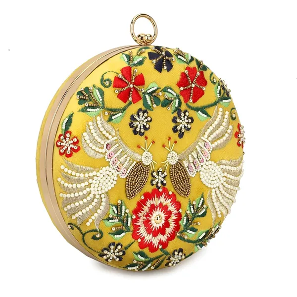 Yellow_Cotton_Premium_Clutch_Box_Purse_For_Women