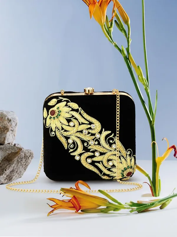 Black_Cotton_Premium_Clutch_Box_Purse_For_Women