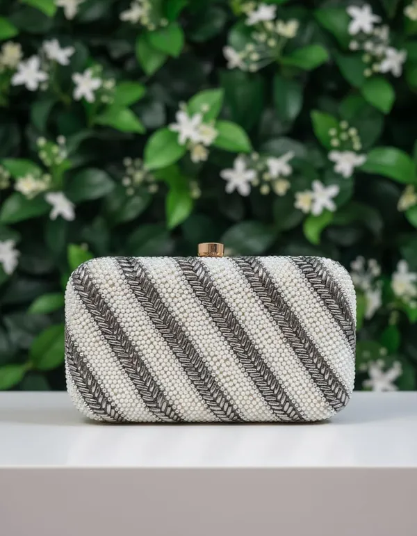 Grey_And_Offwhite_Cotton_Premium_Clutch_Box_Purse_For_Women