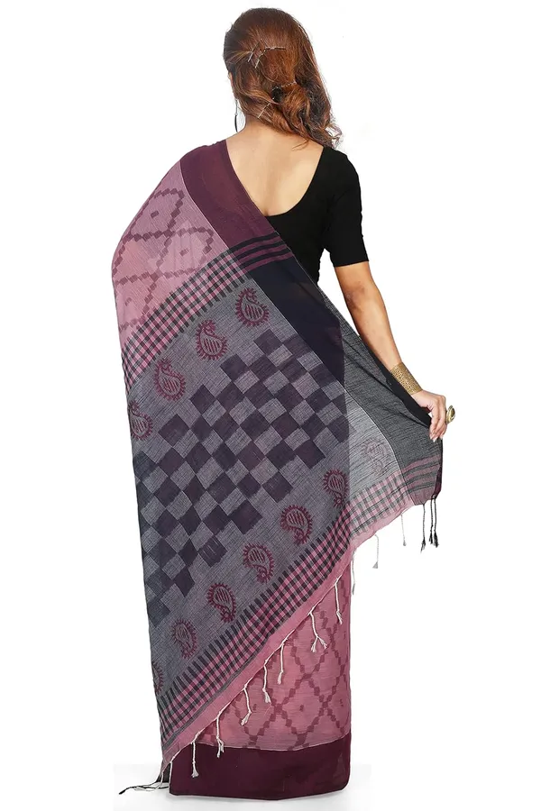 Pink_Soft_Pure_Cotton_Handloom_Printed_Saree_With_Blouse_Piece_For_Women