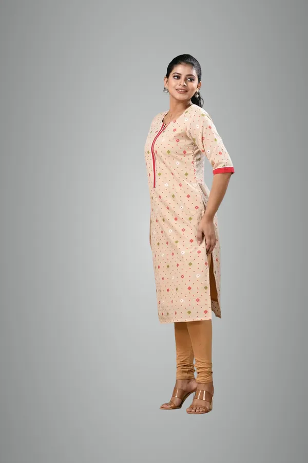 Beige_Pure_Cotton_Woven_Jamdani_Kurti_In_For_Women