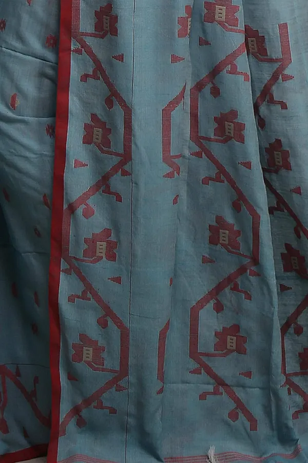 Light_Blue_Woven_Pure_Cotton_Khadi_Saree_With_Blouse_Pieces_For_Women