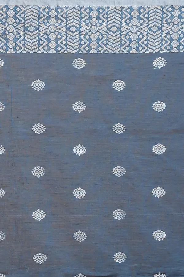 Aqua_Blue_Bengal_Cotton_Handloom_Saree_With_Blouse_Piece_For_Women