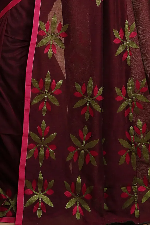 Maroon_Pure_Cotton_Handloom_Sarees_With_Blouse_Piece_For_Women