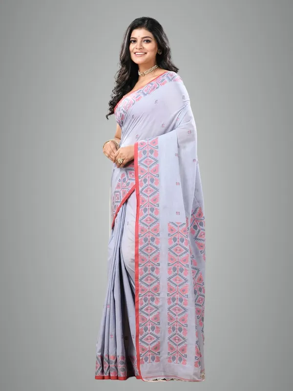 Lavender_Bengal_Pure_Cotton_Saree_With_Blouse_Piece_For_Women