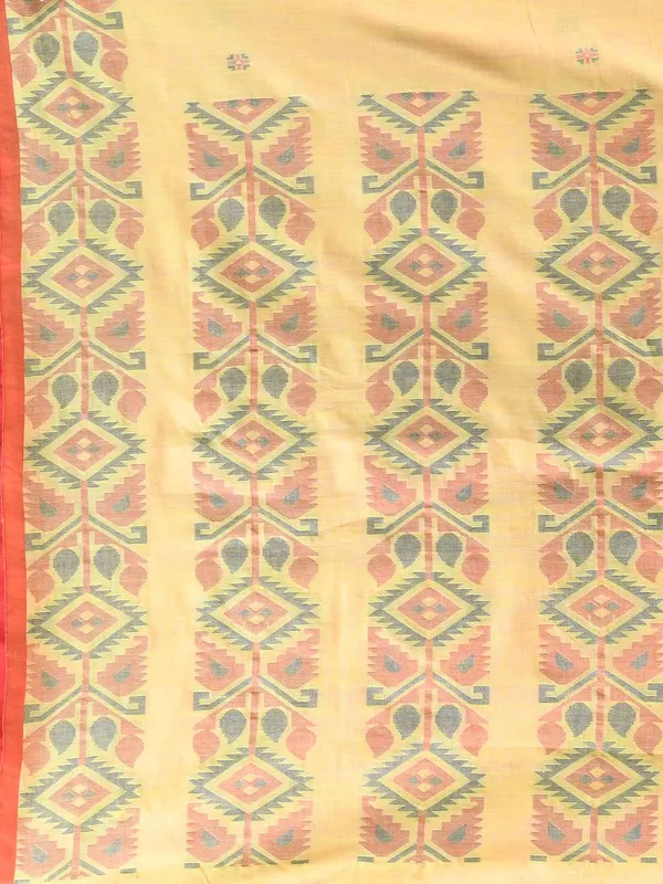 Yellow_Bengal_Pure_Cotton_Saree_With_Blouse_Piece_For_Women