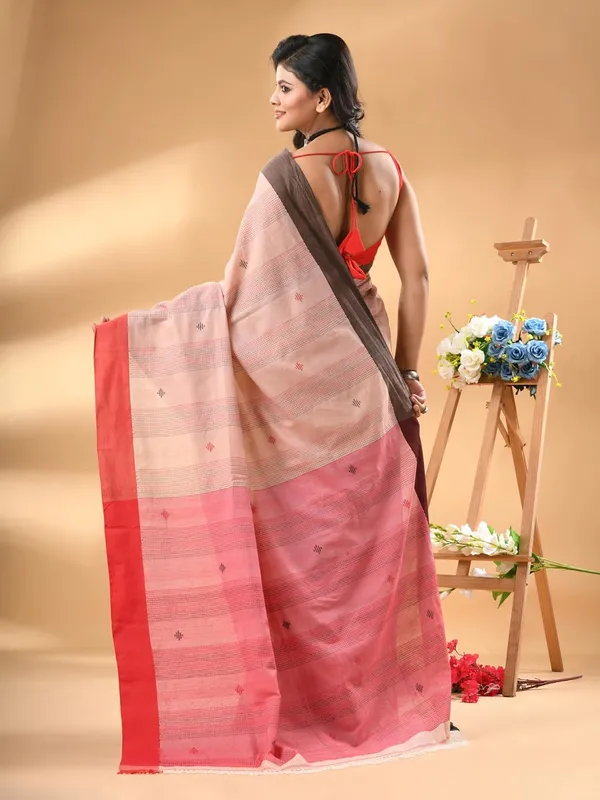 Beige_Pure_Cotton_Kantha_Work_Saree_With_Blouse_Piece_For_Women