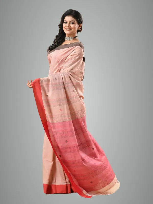 Beige_Pure_Cotton_Kantha_Work_Saree_With_Blouse_Piece_For_Women