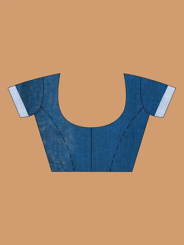 Teal_Pure_Cotton_Saree_With_Needle_Weaving_Running_Blouse_Piece_For_Women