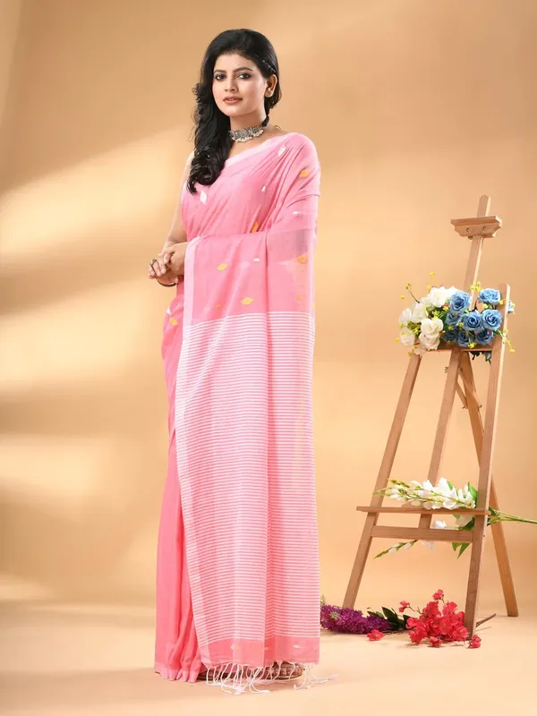 Pink_Pure_Cotton_Saree_For_Women