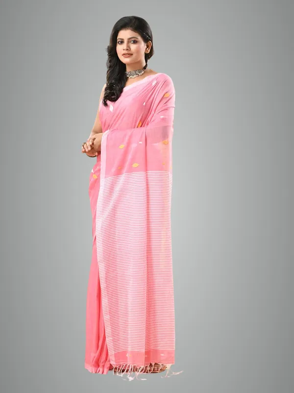 Pink_Pure_Cotton_Saree_For_Women