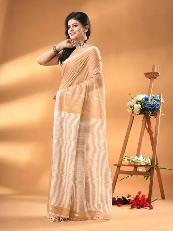 Beige_Pure_Cotton_Saree_For_Women