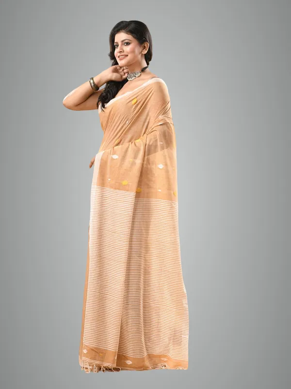 Beige_Pure_Cotton_Saree_For_Women