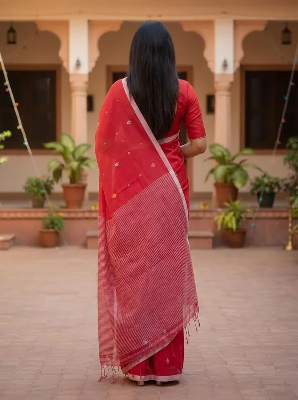 Rose_Red_Pure_Cotton_Saree_For_Women