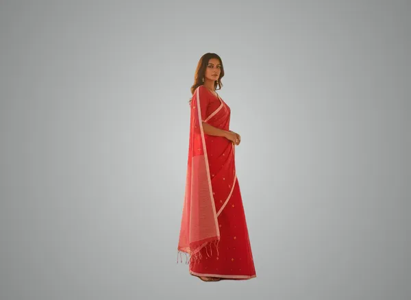 Rose_Red_Pure_Cotton_Saree_For_Women