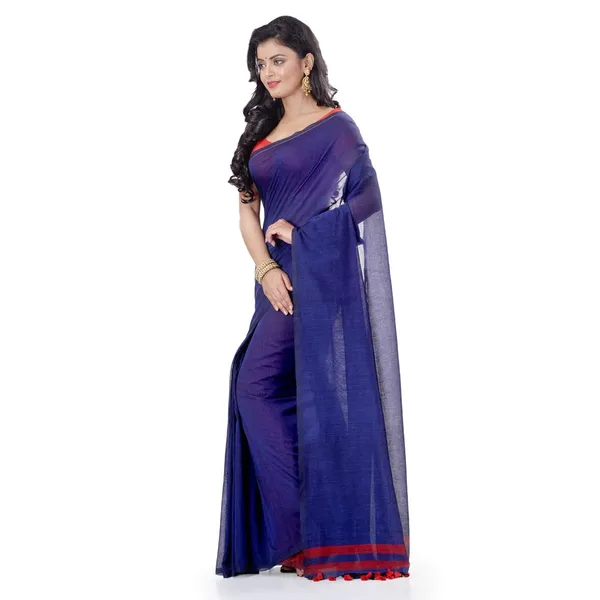 Blue_Handloom_Pure_Cotton_Saree_With_Blouse_Piece_For_Women