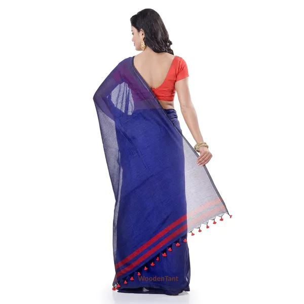 Blue_Handloom_Pure_Cotton_Saree_With_Blouse_Piece_For_Women