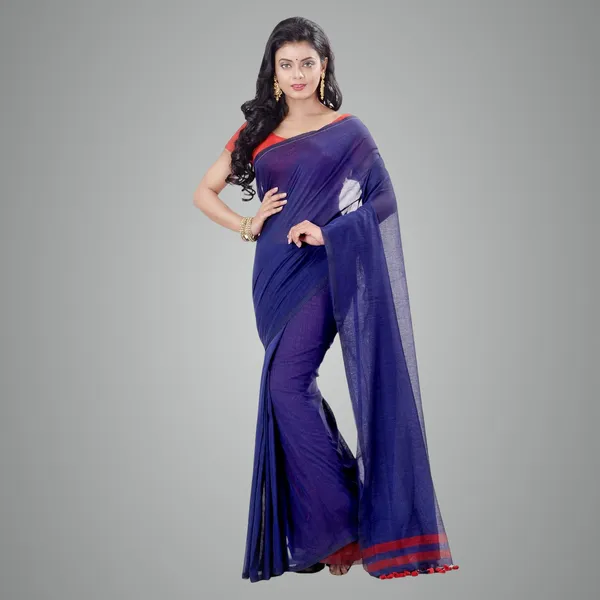 Blue_Handloom_Pure_Cotton_Saree_With_Blouse_Piece_For_Women