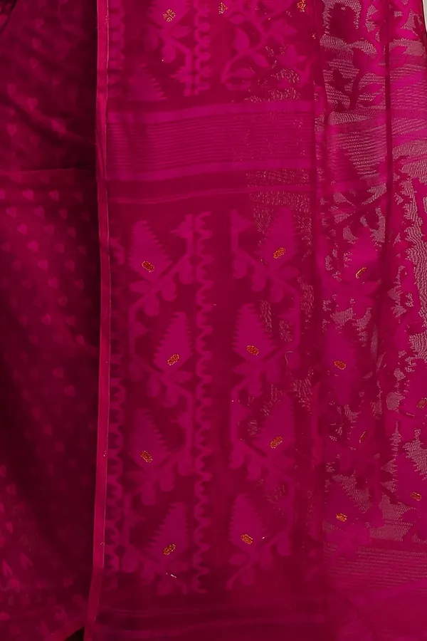 Pink_S_Dhakai_Jamdani_Saree_Without_Blouse_Piece_Cotton_Silk_For_Women