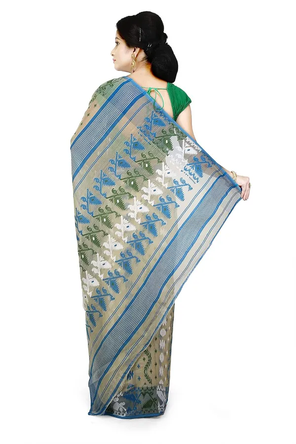Multicolor_Woven_Soft_Resham_Dhakai_Jamdani_Saree_Without_Blouse_Piece_For_Women