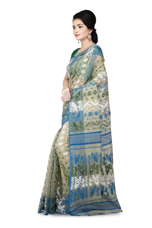 Multicolor_Woven_Soft_Resham_Dhakai_Jamdani_Saree_Without_Blouse_Piece_For_Women