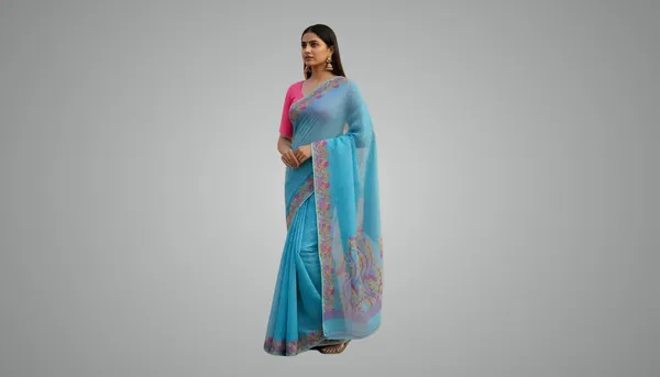 Light_Blue_Soft_Resham_Dhakai_Jamdani_Saree_Without_Starch_Without_Blouse_Piece_For_Women