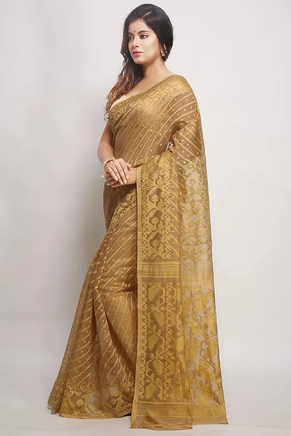 Beige_Soft_Cotton_Silk_Bengal_Dhakai_Jamdani_Saree_Without_Blouse_Piece_For_Women
