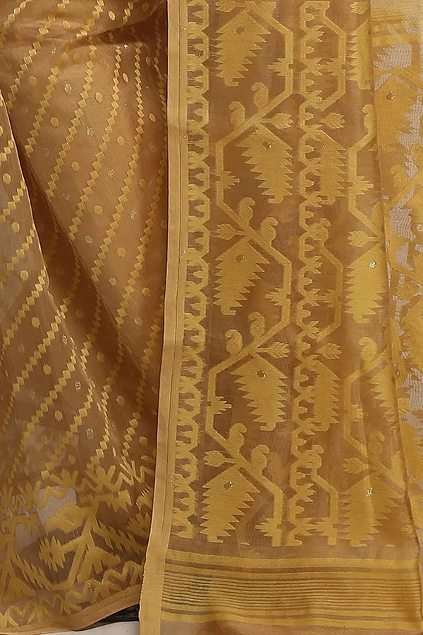 Beige_Soft_Cotton_Silk_Bengal_Dhakai_Jamdani_Saree_Without_Blouse_Piece_For_Women
