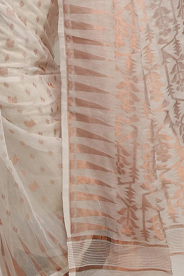 White_Dhakai_Jamdani_Saree_Without_Blouse_Piece_For_Women