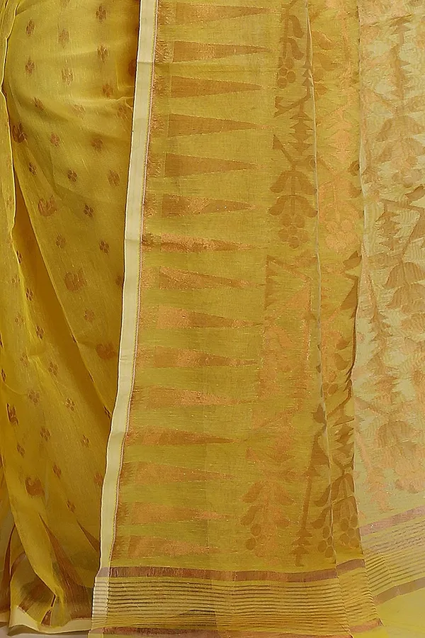 Yellow_Dhakai_Jamdani_Saree_Without_Blouse_Piece_For_Women