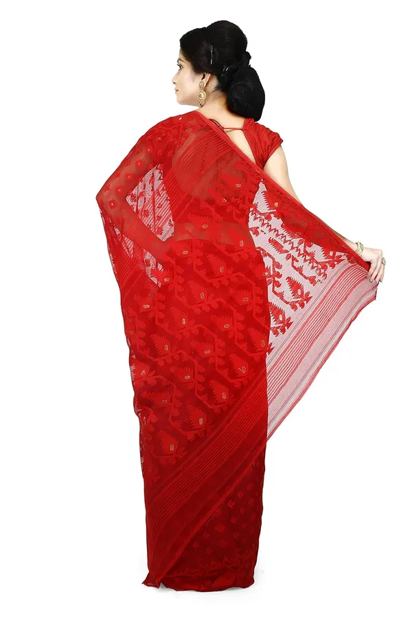 Red_Cotton_Silk_Saree_Without_Blouse_Piece_For_Women